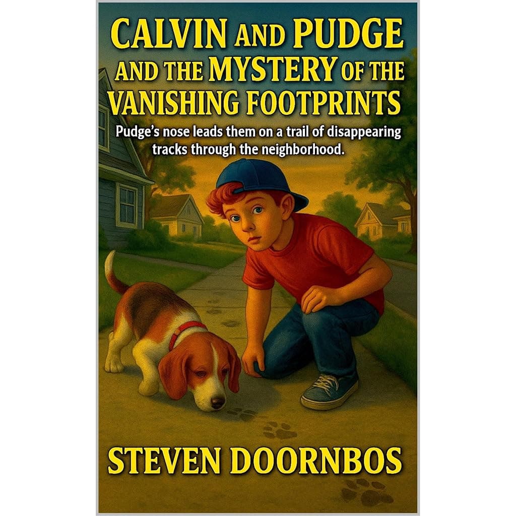 Titelbild von Calvin and Pudge and the Mystery of the Vanishing Footprints. A read to me book for kids 5-12 year old.